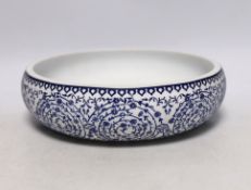 A limited edition Turkish blue and white bowl with certificate, 24cm in diameter