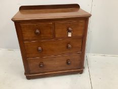 A small Victorian mahogany chest of four drawers, width 89cm, depth 47cm, height 94cm