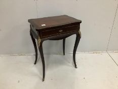 A 19th century French gilt metal mounted and brass inlaid enclosed dressing table, width 57cm, depth