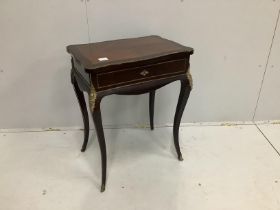 A 19th century French gilt metal mounted and brass inlaid enclosed dressing table, width 57cm, depth