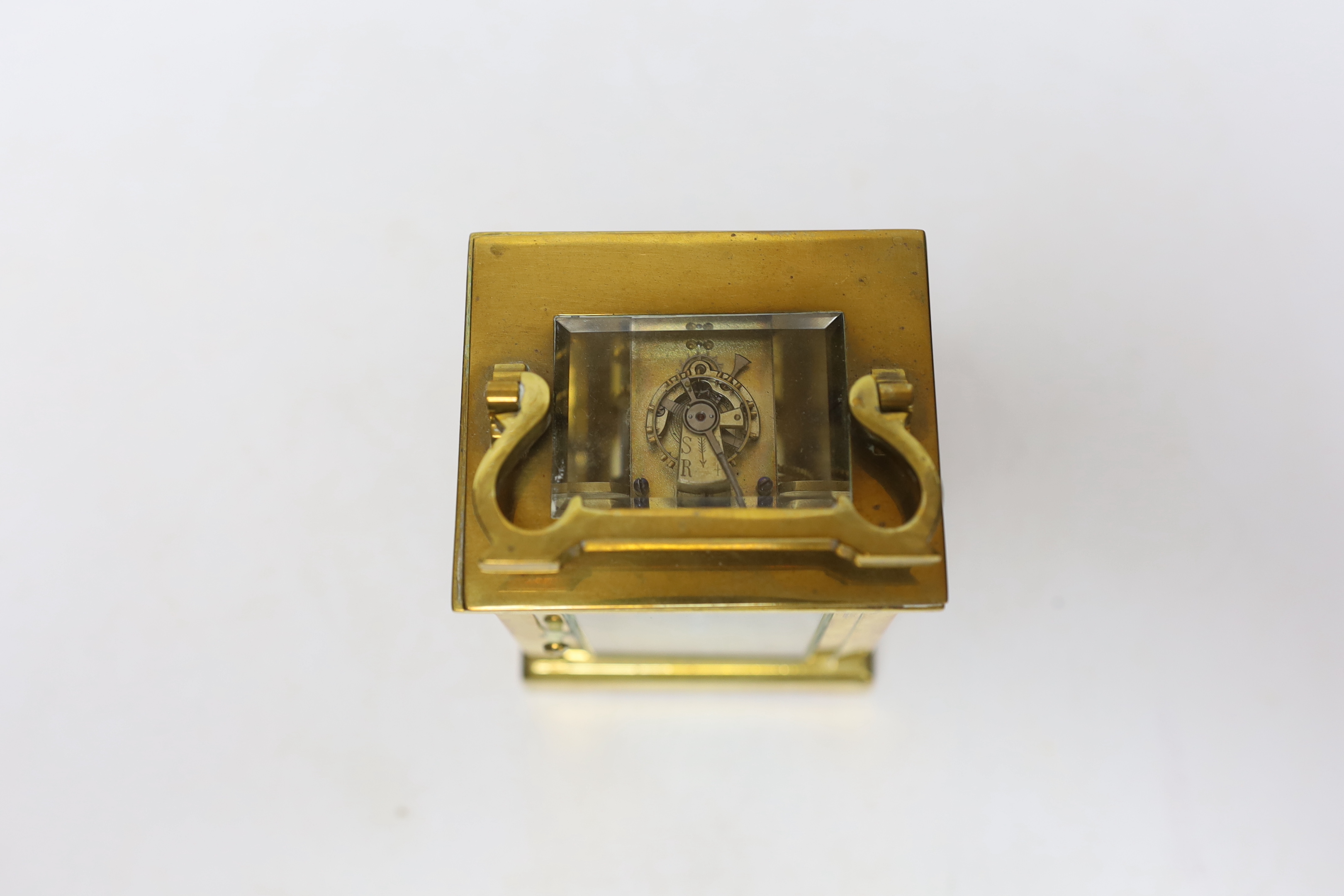 A cased brass carriage timepiece, 14cm high - Image 5 of 6