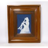 An Art Deco Limoges pate sur pate plaque depicting a seated female, signed, A Barriere, framed,