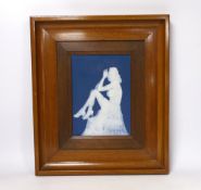 An Art Deco Limoges pate sur pate plaque depicting a seated female, signed, A Barriere, framed,
