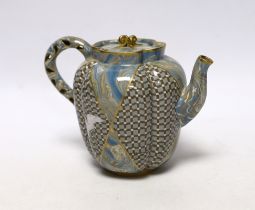 A good Doulton & Rix's patent Marqueterie ware teapot, c.1887, of quatrelobed form with 'teardrop'