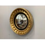 A Regency circular giltwood and composition convex wall mirror, diameter 56cm