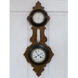 A French barometer with clock, 65cm high