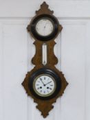 A French barometer with clock, 65cm high