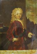 After John Simon (1675-1751), reverse glass painted print, William Augustus The Duke of