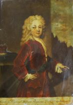 After John Simon (1675-1751), reverse glass painted print, William Augustus The Duke of