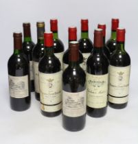 Seven bottles of Saint-Estephe 1982 and three bottles of Haute Medoc 1985 Chateau Fondbonne