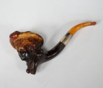 A carved Meerschaum portrait pipe of ‘Mrs Davenport’, late 19th century (see internal note) after
