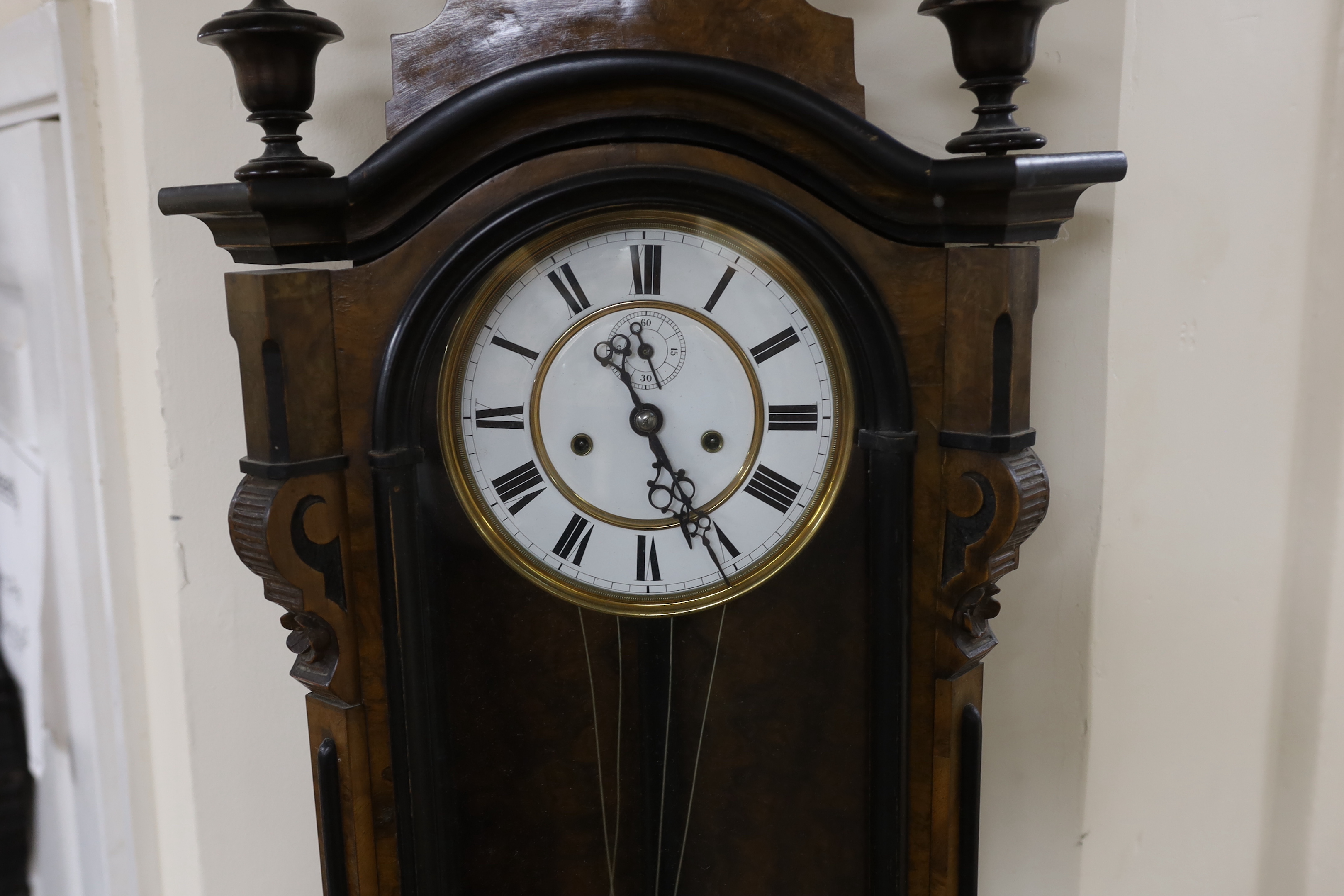 A 19th century Vienna regulator wall clock, 113cm high - Image 2 of 3