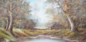 Fanderl, oil on canvas, The Hidden Pool, E Stacy marks inscribed gallery label verso, with