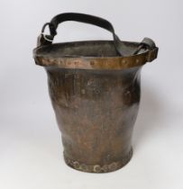 A George III leather fire bucket, 27cm in diameter