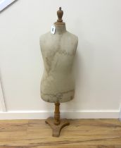 A tailor’s child dummy, Juvenia, Paris, on turned wooden stand 110cm high