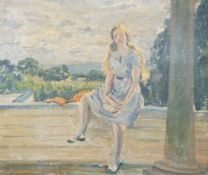 Paula Montford, oil on canvas board, Portrait of Letitia Edith Montford, unsigned, details verso, 38