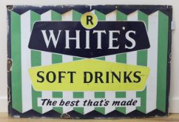 A vintage enamel R Whites Lemonade advertising sign, 67 x 96cm