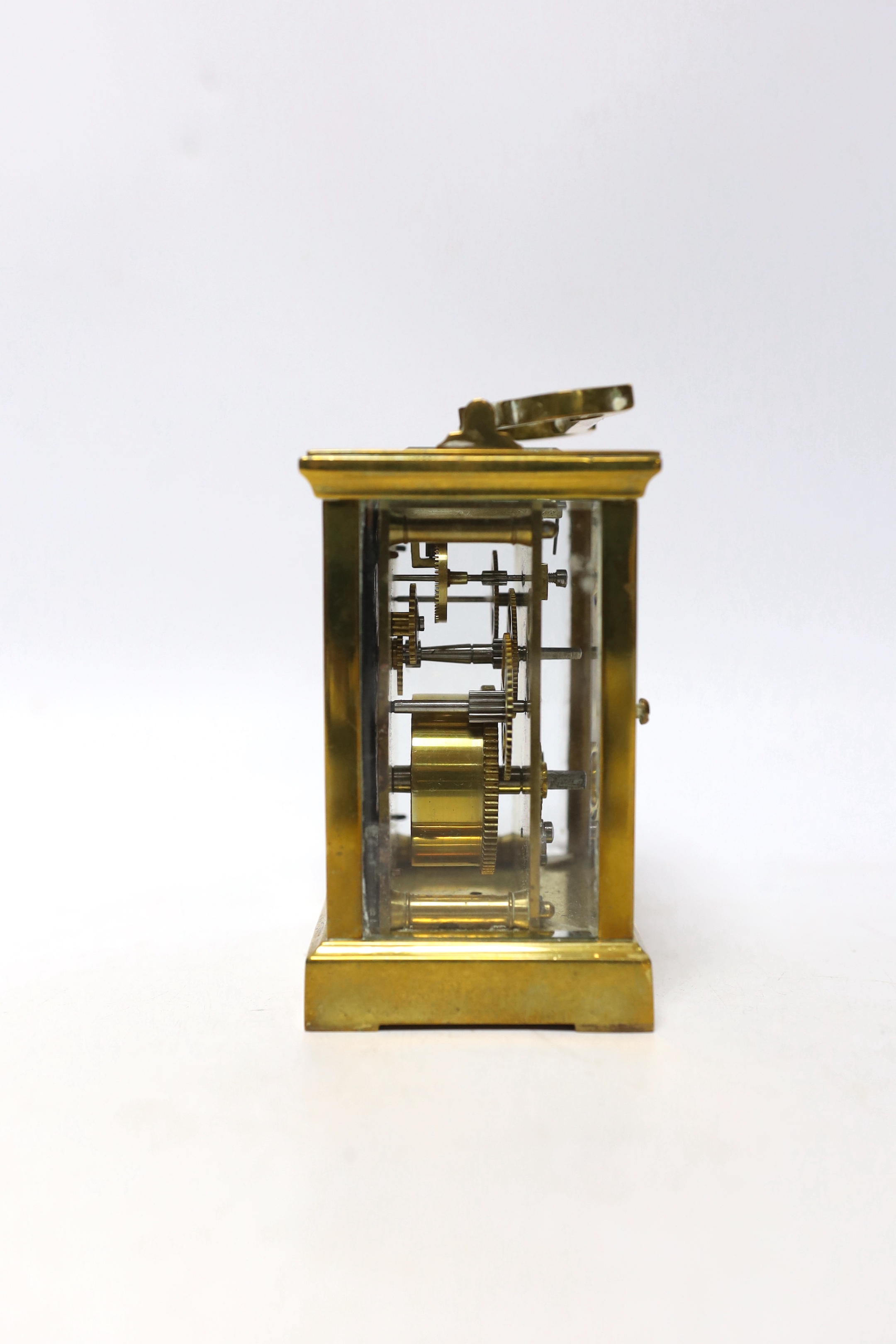 A cased brass carriage timepiece, 14cm high - Image 3 of 6