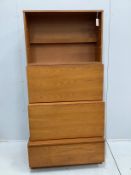 A mid century Beaver and Tapley teak four section ladder wall unit, width 84cm, combined height