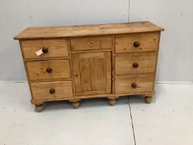 A Victorian pine low dresser, width 137cm, depth 45cm, height 84cm