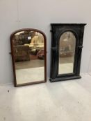 A 19th century ebonised wall mirror together with a Victorian mahogany mirror, larger width 54cm,