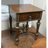 A French brass mounted mahogany low table, width 40cm, depth 40cm, height 52cm