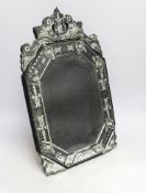 A small Venetian style mirror easel mirror, 50cm high