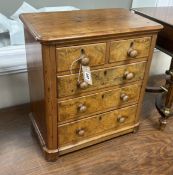 A Victorian walnut miniature five drawer chest, width 48cm, depth 29cm, height 53cm