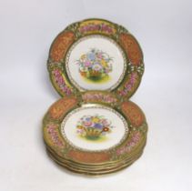 A set of six floral Sevres-style dessert plates