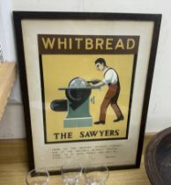 The Sawyers, a 'Whitbread Inns' hand painted sign, c1947, 64 x 47cm