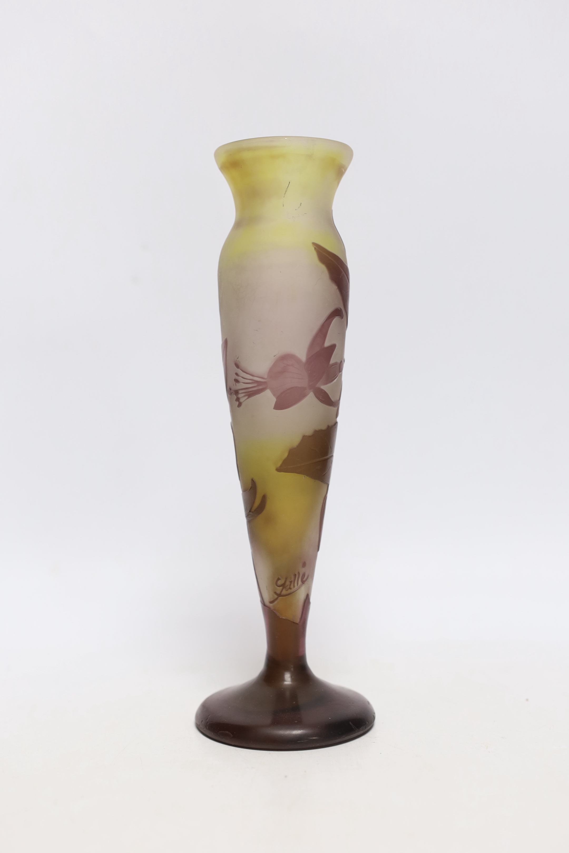 An Emile Galle cameo glass vase, signed, 24cm high - Image 2 of 2