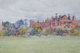 Nora Davison, (fl.1881-1905), watercolour, Eton College, Cotton Hall House, signed, mounted,