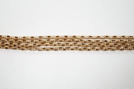 A 19th century 9ct oval link guard chain, 145cm, 8.4 grams.