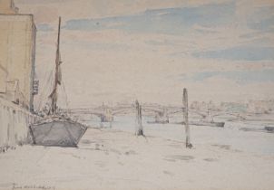 David Muirhead, ARA, (1876-1930), watercolour, Waterloo Bridge, signed and dated 1919, exhibition