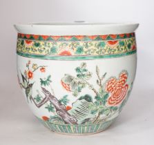 A late 19th century Chinese famille verte jardiniere, 25cm