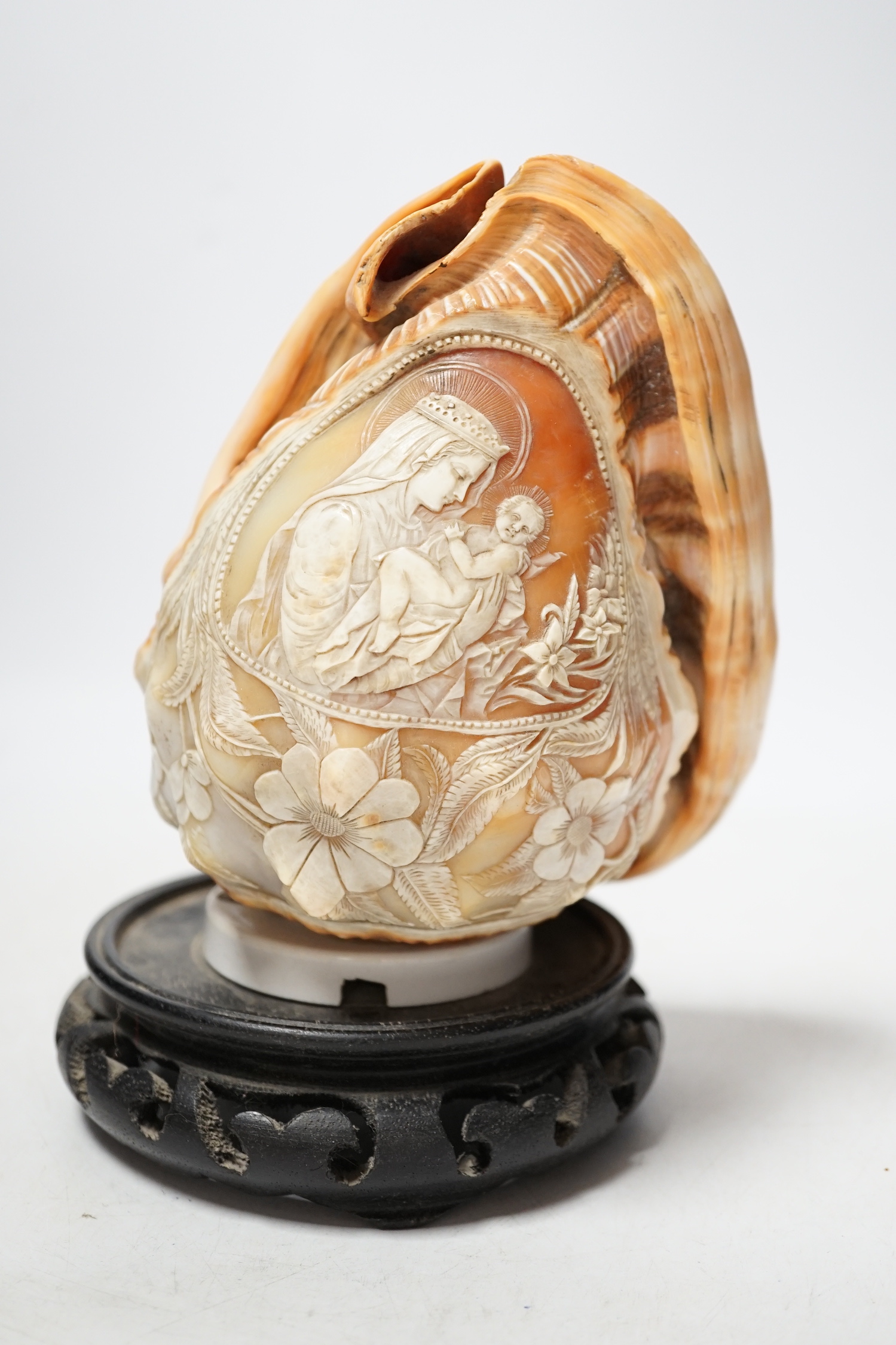 An Italian cameo carved night light, 19cm high