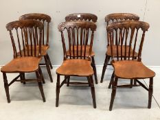 A set of six Victorian elm and beech Windsor chairs