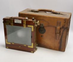 An early 20th century half plate camera by Sands, Hunter & Co. 37 Bedford Street, Strand, London WC,
