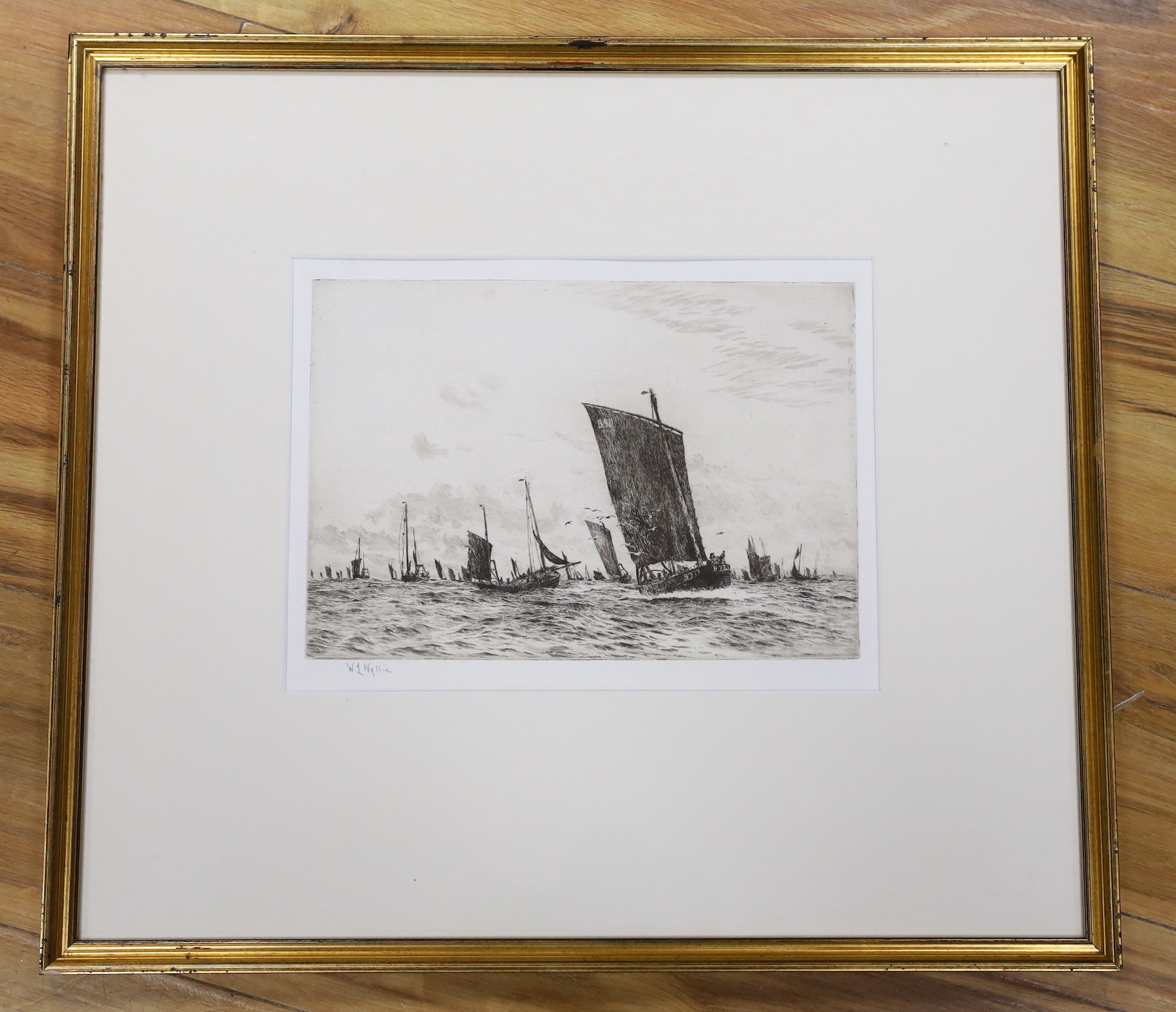 William Lionel Wyllie (1851-1931), etching, 'Boulogne fishing luggers', signed in pencil, 22 x 29cm - Image 2 of 3
