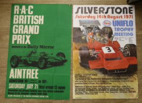 Two 1970s motor racing posters; Silverstone Uniflo Trophy Meeting, 14 August 1971, designed by