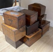Nine various Victorian wood boxes