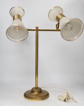 A brass and glass make-up artist's light, 56cm