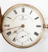 An Edwardian engraved 9ct gold keywind hunter pocket watch by John Forrest, London, chronometer