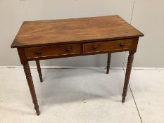 A Regency mahogany two drawer side table, width 96cm, depth 54cm, height 75cm