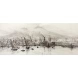 William Lionel Wyllie (1851-1931), etching, 'Bay of Naples', signed in pencil, 18 x 39cm