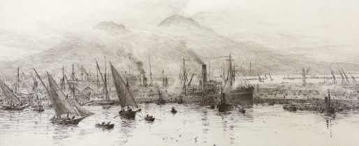 William Lionel Wyllie (1851-1931), etching, 'Bay of Naples', signed in pencil, 18 x 39cm