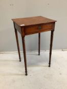 A Regency mahogany side table, fitted with a single drawer, width 45cm, depth 40cm, height 74cm