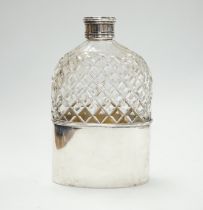 A Victorian silver mounted cut glass hip flask, by Roberts & Belk, Sheffield, 1850, 13.4cm.