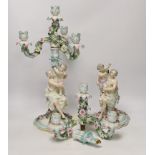 A pair of Sitzendorf figural candelabra, 46cm