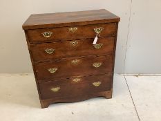 A George III oak four drawer chest, width 88cm, depth 51cm, height 96cm